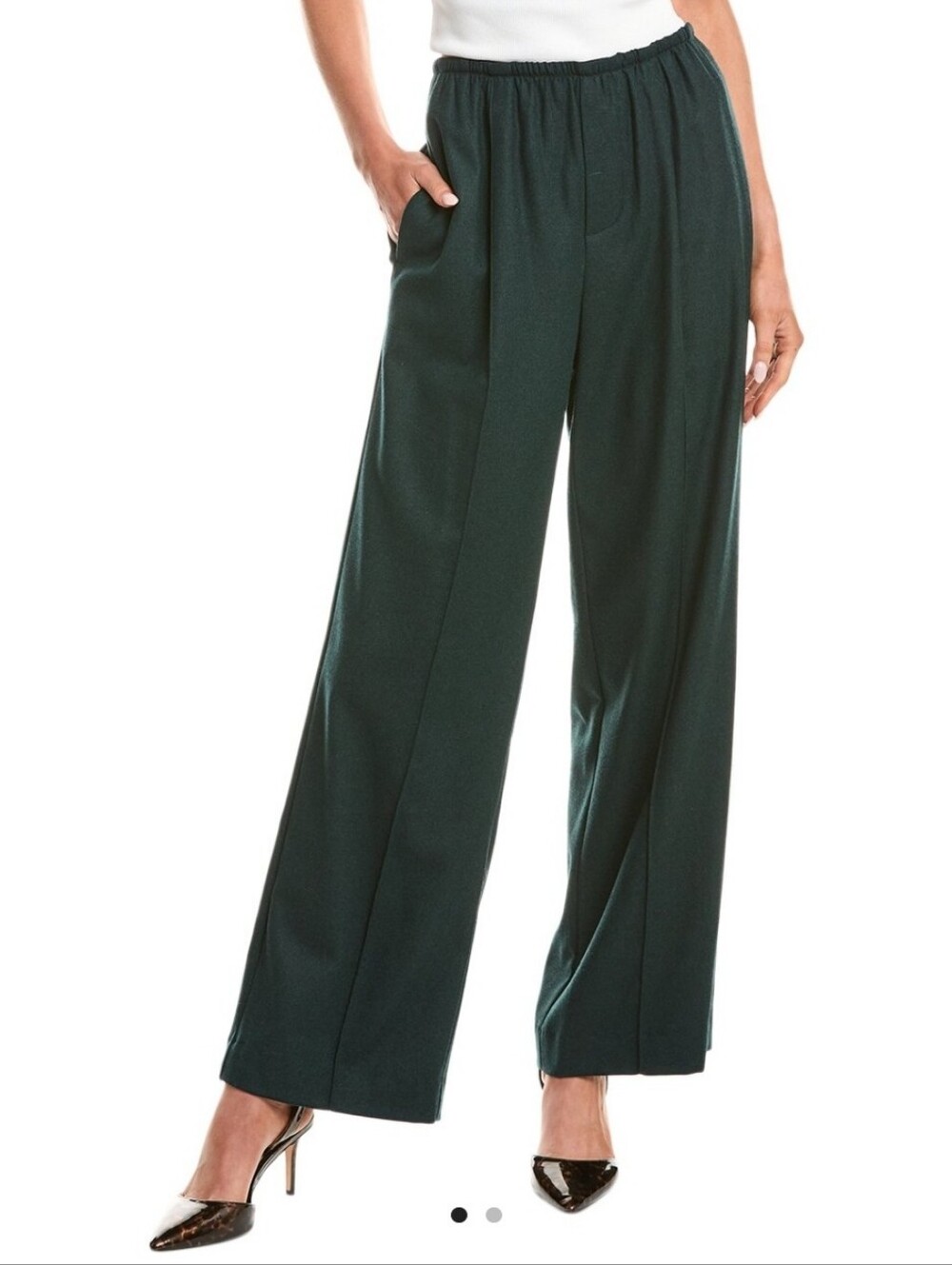 Vince Brushed Flannel Wide Leg Wool Blend Pull On Pants